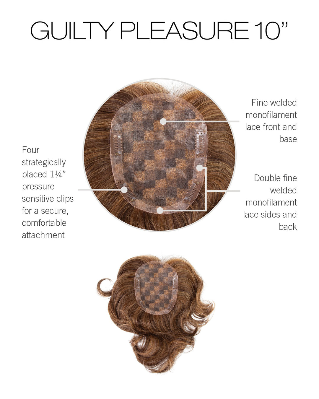 Guilty Pleasure 10”: Remy Human Hair Topper | Lace Front, Mono Top
