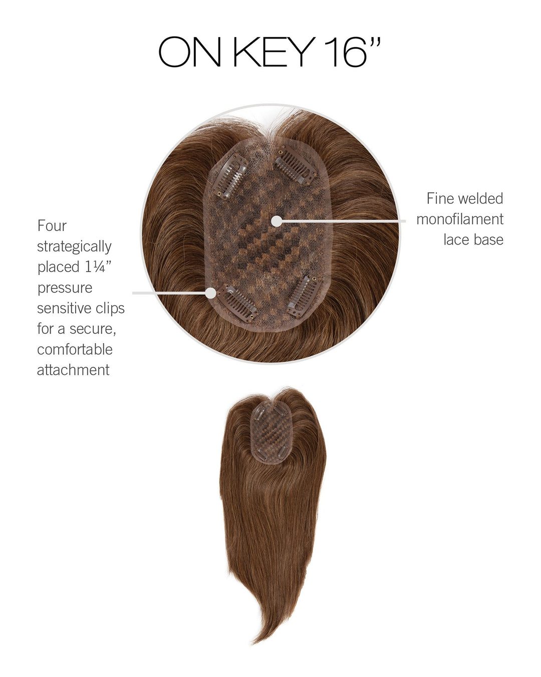 On Key 16″: Human Hair Topper | Lace Front, Mono Top