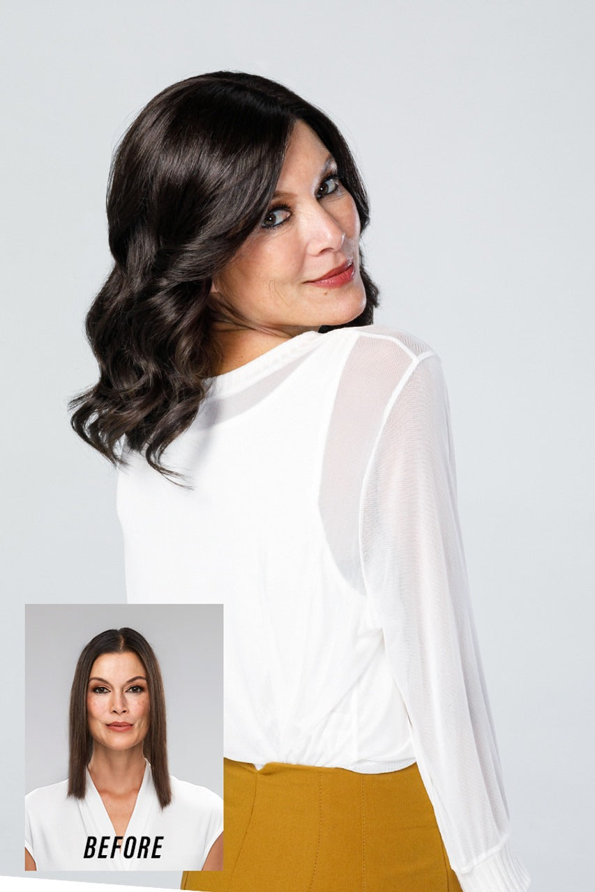Top Coverage Wavy 12": Synthetic Topper | Lace Front, Hand‑Tied