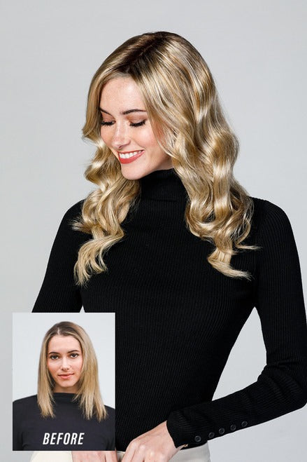 Top Coverage Wavy 18": Synthetic Topper | Lace Front, Hand‑Tied